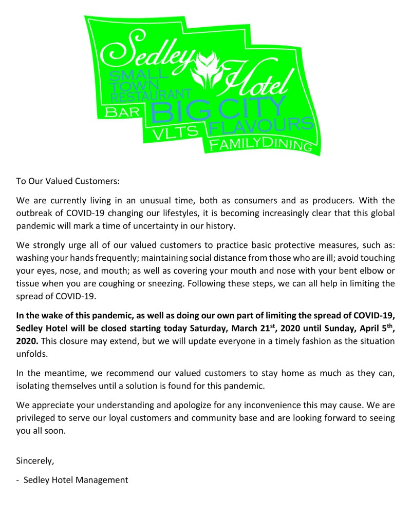 To Our Valued Customers